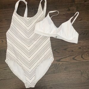 Athleta swim suit white and black